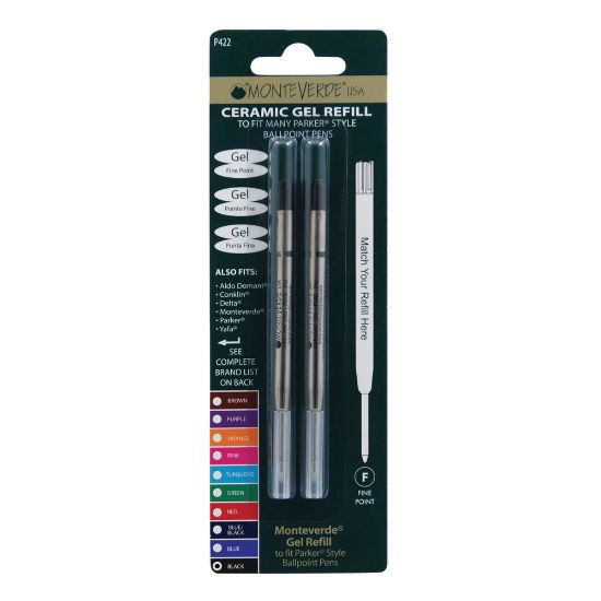 Picture of Monteverde Parker Style Capless Ceramic Gel Refills, Fine Point, 0.5 mm, Black, Pack Of 2 Refills