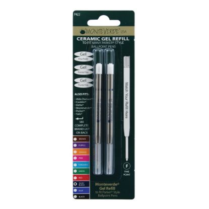 Picture of Monteverde Parker Style Capless Ceramic Gel Refills, Fine Point, 0.5 mm, Blue/Black, Pack Of 2 Refills