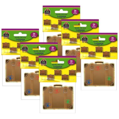 Picture of Teacher Created Resources Mini Accents, Travel The Map Luggage, 36 Pieces Per Pack, Set Of 6 Packs