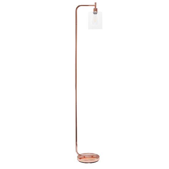 Picture of Simple Designs Modern Iron Floor Lamp, 67inH, Rose Gold Base/Clear Shade