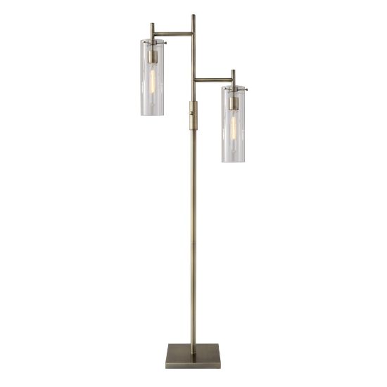 Picture of Adesso Dalton Floor Lamp, 64 1/4inH, Clear Shade/Brass Base