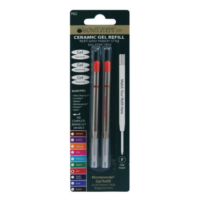 Picture of Monteverde Parker Style Capless Ceramic Gel Refills, Fine Point, 0.5 mm, Red, Pack Of 2 Refills