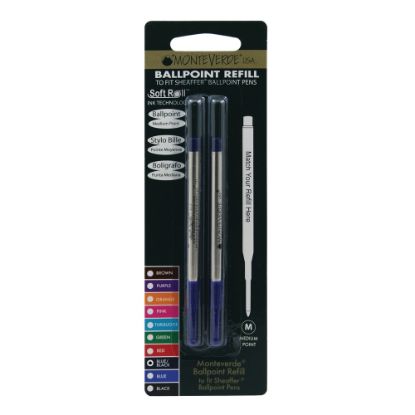 Picture of Monteverde Ballpoint Refills For Sheaffer Ballpoint Pens, Medium Point, 0.7 mm, Blue/Black, Pack Of 2 Refills