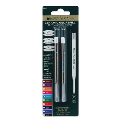 Picture of Monteverde Parker Style Capless Ceramic Gel Refills, Fine Point, 0.5 mm, Turquoise, Pack Of 2 Refills