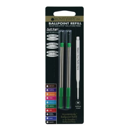 Picture of Monteverde Ballpoint Refills For Sheaffer Ballpoint Pens, Medium Point, 0.7 mm, Green, Pack Of 2 Refills