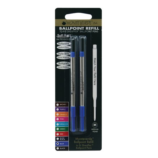 Picture of Monteverde Ballpoint Refills For Sheaffer Ballpoint Pens, Medium Point, 0.7 mm, Blue, Pack Of 2 Refills