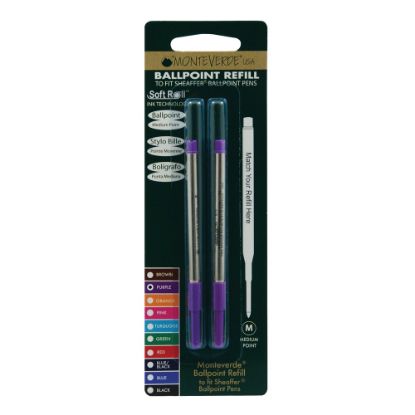 Picture of Monteverde Ballpoint Refills For Sheaffer Ballpoint Pens, Medium Point, 0.7 mm, Purple, Pack Of 2 Refills