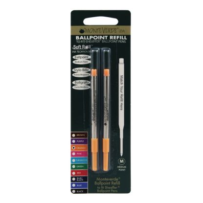 Picture of Monteverde Ballpoint Refills For Sheaffer Ballpoint Pens, Medium Point, 0.7 mm, Orange, Pack Of 2 Refills