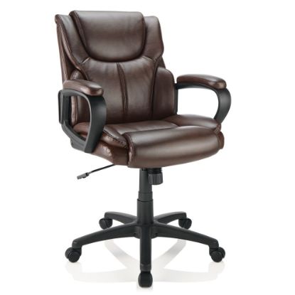 Picture of Realspace Mayhart Vinyl Mid-Back Office Chair, Brown/Black, BIFMA Compliant