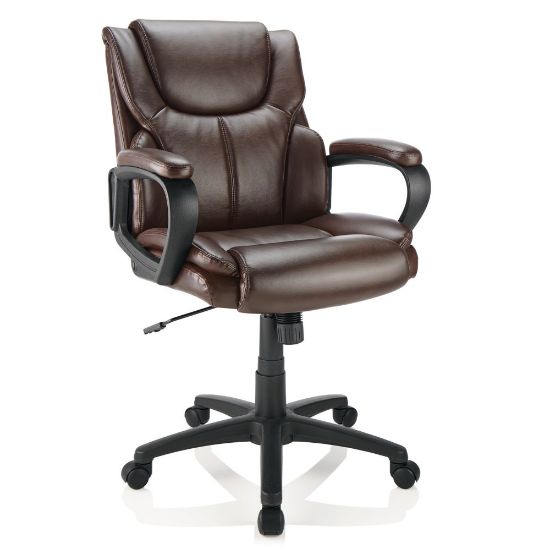 Picture of Realspace Mayhart Vinyl Mid-Back Office Chair, Brown/Black, BIFMA Compliant