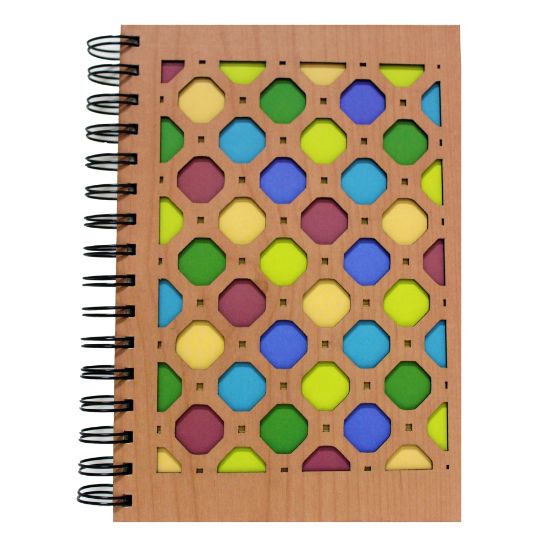 Picture of Inkology Laser Cut Journals, 5-7/8in x 8-1/4in, College Ruled, 192 Pages (96 Sheets), Wood Dots, Pack Of 6 Journals