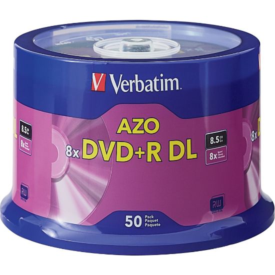 Picture of Verbatim DVD+R DL Branded Surface Spindle, 8.5GB, Pack Of 50