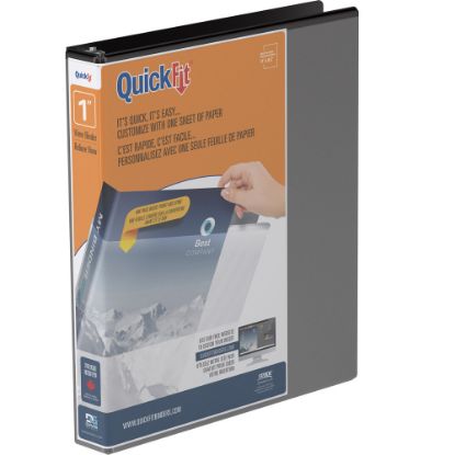 Picture of QuickFit View 3-Ring Binder, 1in Angle D-Rings, Black