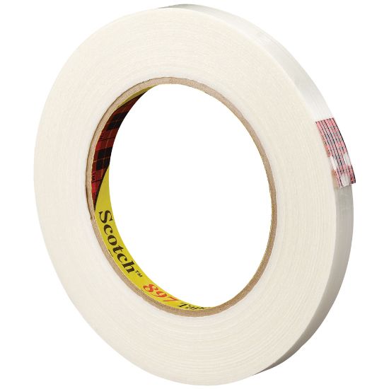 Picture of 3M 897 Medium-Grade Filament Tape, 3in Core, 0.5in x 180ft, Clear, Case Of 12