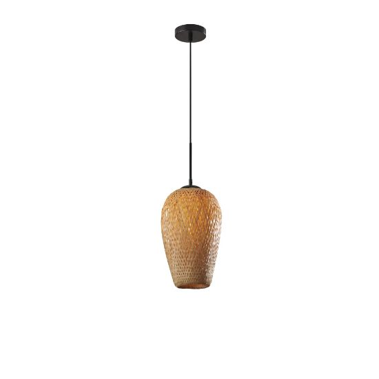 Picture of Adesso Hugo Pendant Lamp, 15inH x 8inW, Brown Shade/Black Base