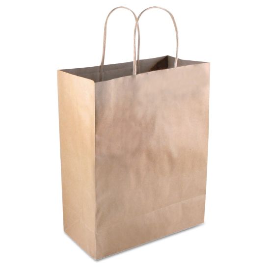 Picture of Cosco Premium Shopping Bags, 10 1/4in x 8in, Brown Kraft, Pack Of 50 Bags