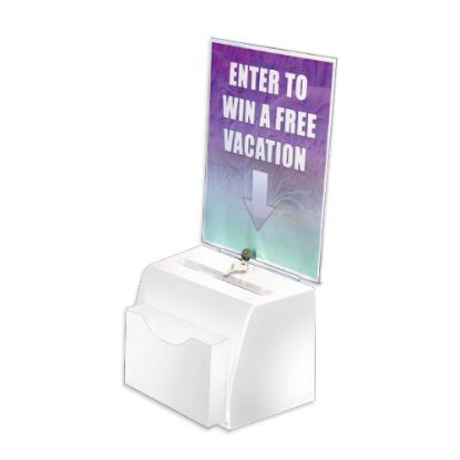 Picture of Azar Displays Plastic Suggestion Box, With Lock, Molded, Small, 3 1/2inH x 5 1/2inW x 5inD, White