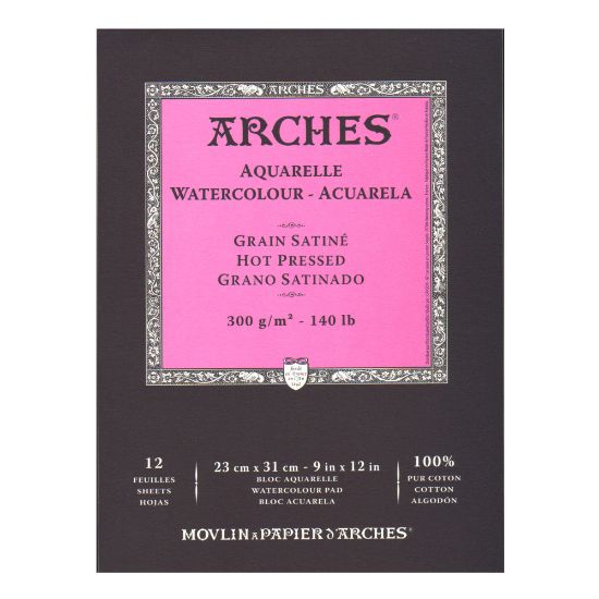 Picture of Arches Watercolor Pads, 9in x 12in, Hot-Pressed, 140 Lb, White, Pack Of 2