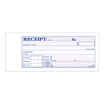 Picture of Adams Money/Rent Receipt Books, 7 3/16in x 2 3/4in, 3-Part, Carbonless, 50 Set Book