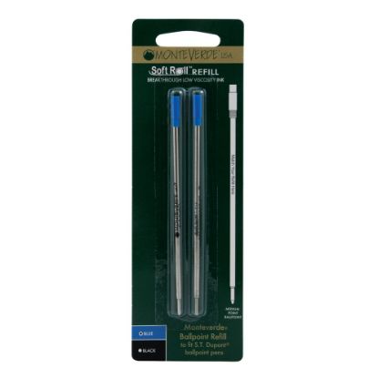 Picture of Monteverde Ballpoint Refills For St. Dupont Ballpoint Pens, Medium Point, 0.7 mm, Blue, Pack Of 2 Refills