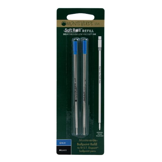 Picture of Monteverde Ballpoint Refills For St. Dupont Ballpoint Pens, Medium Point, 0.7 mm, Blue, Pack Of 2 Refills