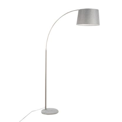 Picture of Lumisource March Floor Lamp, 74inH, Gray Shade/White Marble/Nickel Base