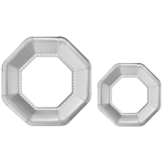 Picture of Amscan Octagonal Premium Plates, Silver, 20 Plates Per Pack, Case Of 2 Packs