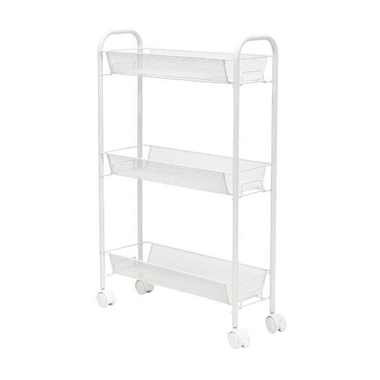 Picture of Honey Can Do Slim Rolling Wire Cart, With 3 Baskets, 30-3/4inH x 7-1/4inW x 19inD, White