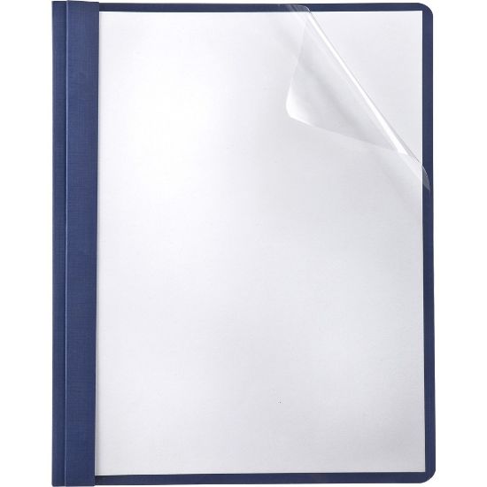 Picture of Oxford Linen Finish Clear Front Report Covers, Letter-Size, Navy, Box Of 25 Covers