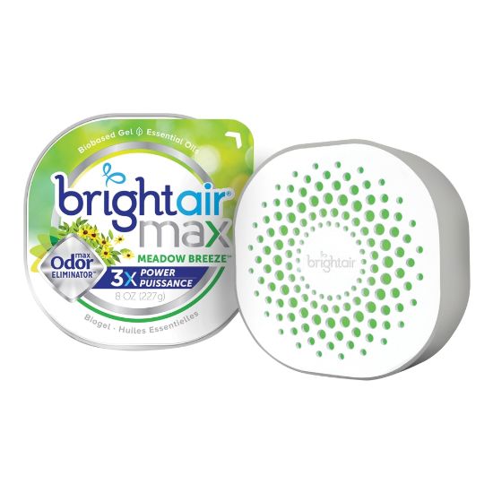 Picture of Bright Air Max Scented Gel Odor Eliminator - Gel - 8 oz - Meadow Breeze - 1 Each - Odor Neutralizer, Phthalate-free, Paraben-free, BHT Free, Bio-based, Formaldehyde-free, NPE-free