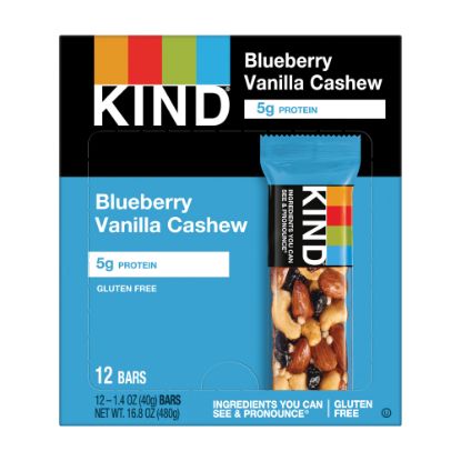 Picture of KIND Blueberry Vanilla And Cashew Fruit And Nut Bars, 1.4 Oz, Pack Of 12