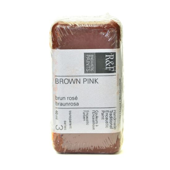 Picture of R & F Handmade Paints Encaustic Paint Cake, 40 mL, Brown Pink