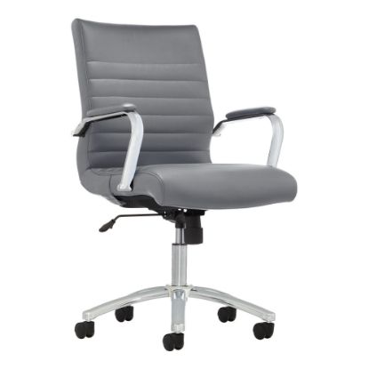 Picture of Realspace Modern Comfort Winsley Bonded Leather Mid-Back Manager Office Chair, Gray/Chrome, BIFMA Compliant