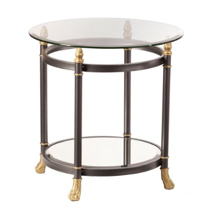 Picture of SEI Furniture Allesandro End Table, Round, Clear/Dark Gray/Gold