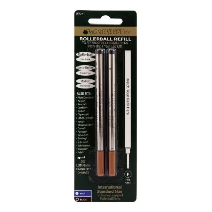 Picture of Monteverde Rollerball Refills For Waterman Rollerball Pens, Fine Point, 0.5 mm, Black, Pack Of 2 Refills