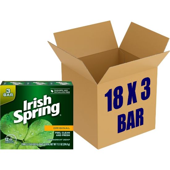 Picture of Irish Spring Original Bar Soap - Fresh Clean Scent - 3.75 oz - Green - 18 / Carton