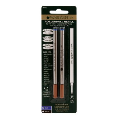 Picture of Monteverde Rollerball Refills For Waterman Rollerball Pens, Fine Point, 0.5 mm, Blue, Pack Of 2 Refills