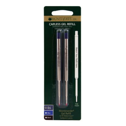 Picture of Monteverde Capless Gel Refills For Waterman Ballpoint Pens, Fine Point, 0.5 mm, Blue/Black, Pack Of 2 Refills