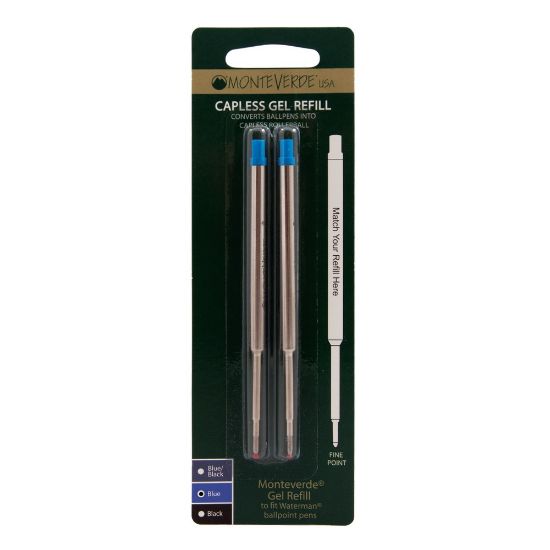 Picture of Monteverde Capless Gel Refills For Waterman Ballpoint Pens, Fine Point, 0.5 mm, Blue, Pack Of 2 Refills