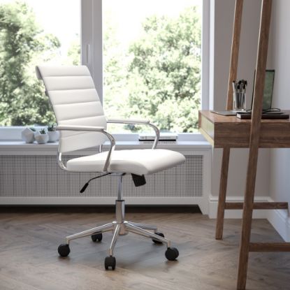 Picture of Flash Furniture LeatherSoft Faux Leather Mid-Back Executive Swivel Office Chair, White