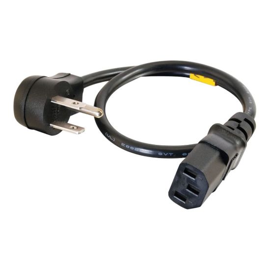 Picture of C2G 3ft 18 AWG Universal Flat Panel Power Cord (NEMA 5-15P to IEC320C13) - For Computer, Printer, Scanner, Monitor - Black - 3 ft Cord Length - NEMA 5-15P / IEC 60320 C13