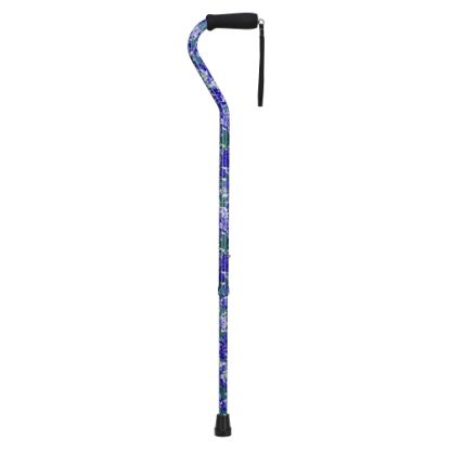 Picture of DMI Designer Adjustable Offset-Handle Aluminum Cane, 30in - 39in, Purple Flower