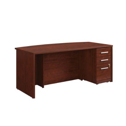 Picture of Sauder Affirm Collection 72inW Executive Bowfront Desk With 3-Drawer Mobile Pedestal File, Classic Cherry