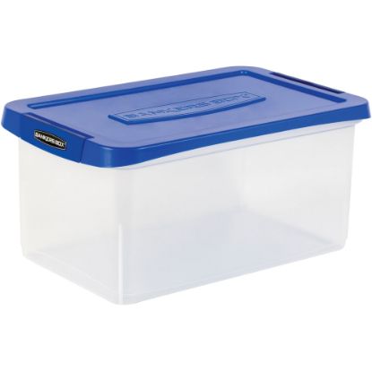 Picture of Bankers Box Heavy-Duty Plastic Storage Bin, Extra Deep 20in Letter-size, 10-3/8in x 14-1/4in, TAA Compliant, Clear/Blue, Pack of 1