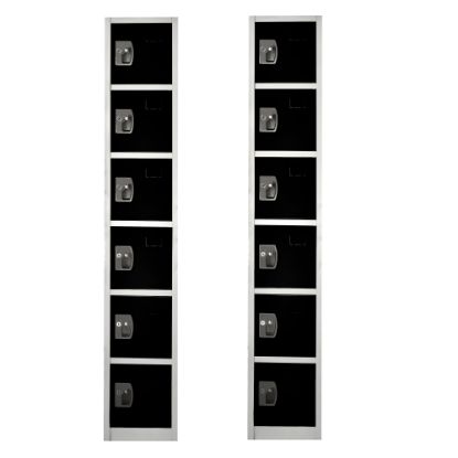 Picture of Alpine 6-Tier Steel Lockers, 72inH x 12inW x 12inD, Black, Pack Of 2 Lockers