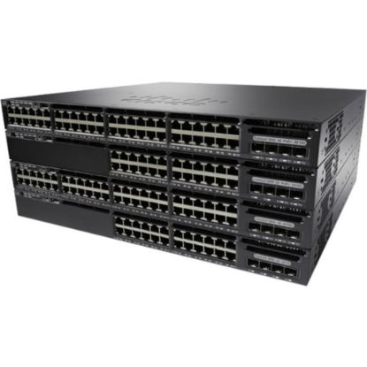 Picture of Cisco Catalyst 3650-48P Layer 3 Switch - 48 Ports - Manageable - 10/100/1000Base-T - 4 Layer Supported - 1U High - Rack-mountable, Desktop - Lifetime Limited Warranty