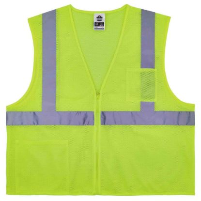 Picture of Ergodyne GloWear Safety Vest, Treated Polyester Hi-Vis 8256Z, Class 2, 2X/3X, Lime