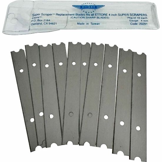 Picture of Ettore 4in Scraper Replacement Blades - 4in Length - Carbon Steel - 60 / Carton - Steel Gray