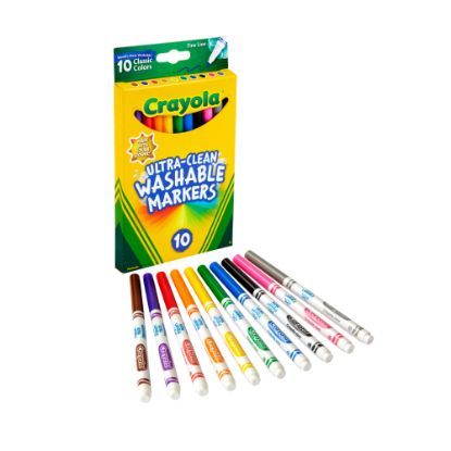 Picture of Crayola Ultra-Clean Washable Markers, Fine Tip, Assorted Classic Colors, Box Of 10