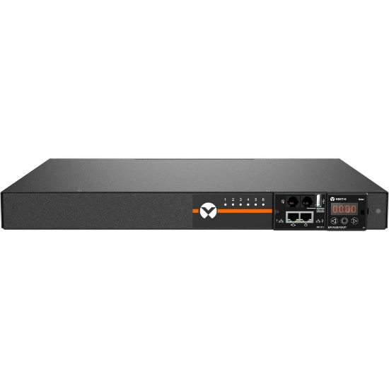 Picture of Vertiv Vertiv Geist Switched Rack PDU - 1U Rack| 15A| NEMA 5-15R| 5-15P| Horizontal PDU - Vertiv Geist Upgradeable Rack Power Distribution Unit| 15A| 120V| 1U Rack Horizontal PDU| (6) NEMA 5-15R outlets| NEMA 5-15P| 1.4kW